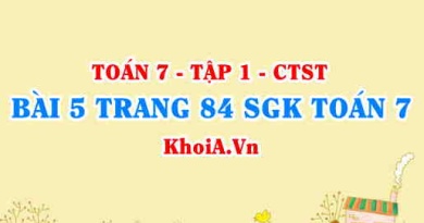 Bài 5 trang 84 SGK Toán 7 tập 1 Chân trời sáng tạo